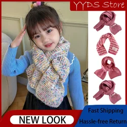 Pink Scarf  Cute Cartoon Plush Warm Scarf Vintage Versatile Knitted Embroidered Scarf Children's Multi-piece Hat Scarf Gloves