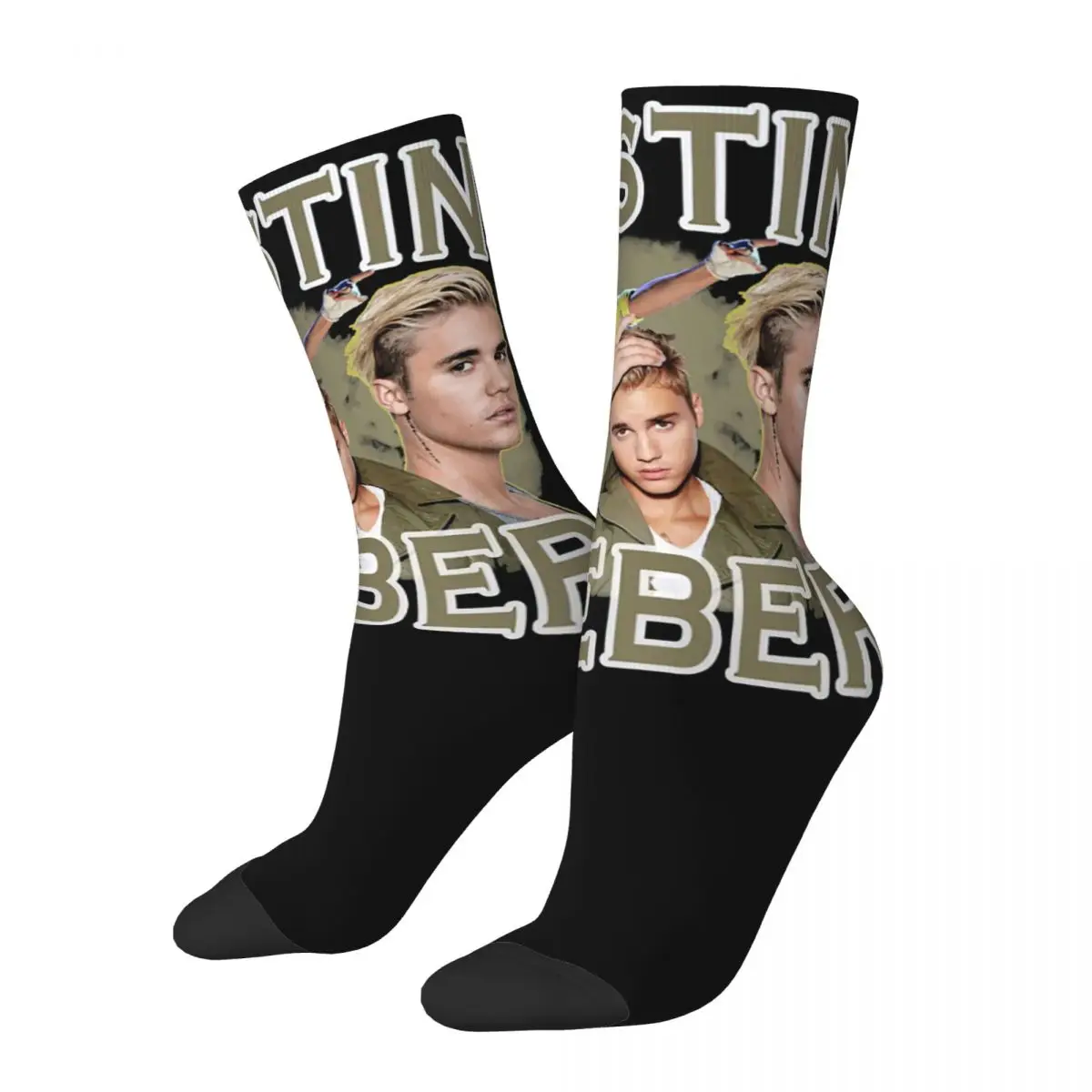 Mulheres Justin Bieber fã arte música merch meias, flexível gráfico tripulação meias, confortável aniversário presentes ideia