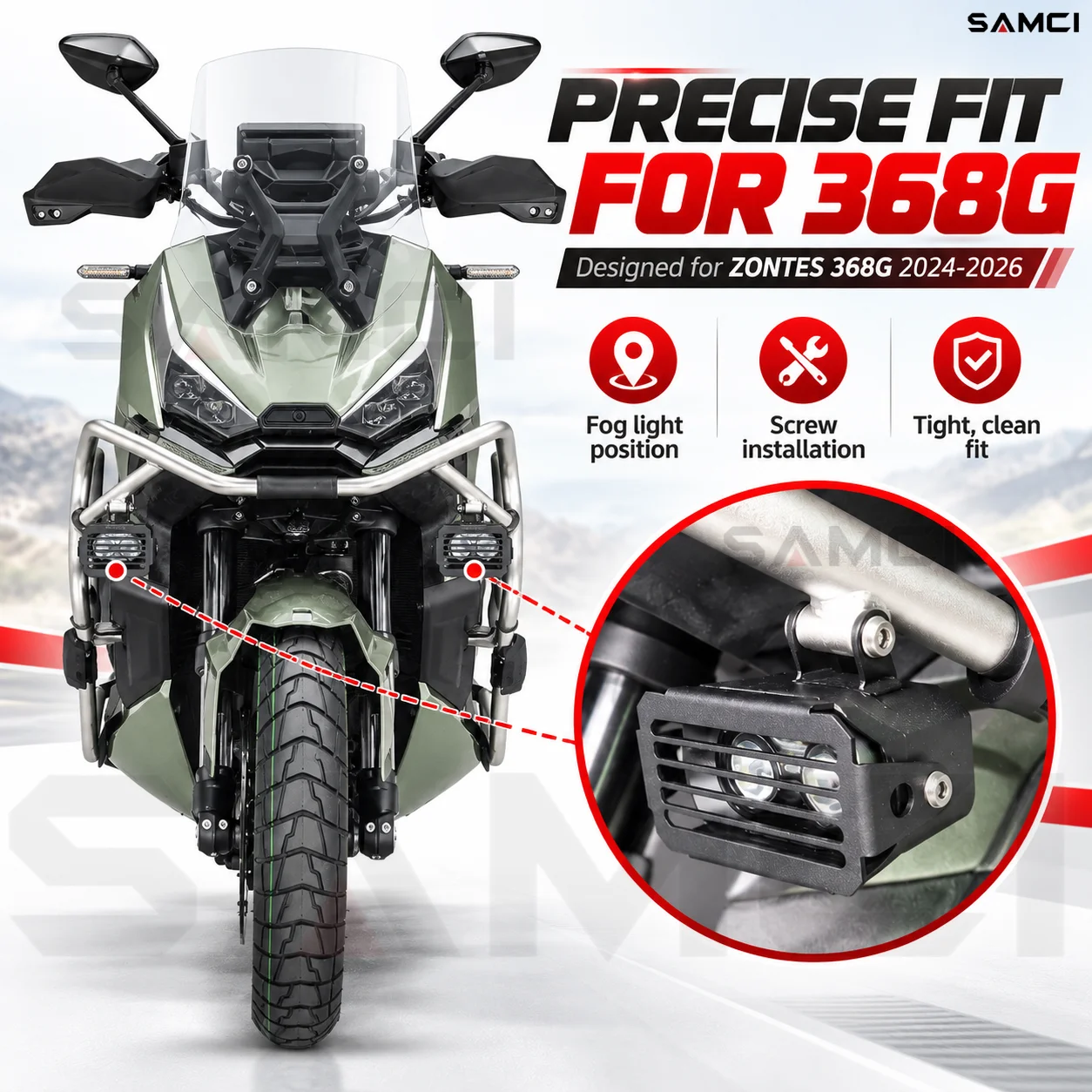 Motorcycle LED Fog Light Guard Stainless Steel Lamp Protector Cover Stone Guard For ZONTES 368G ZT368G 368 G 2024-2026 Accessory