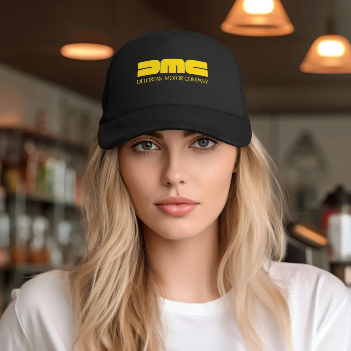 DMC Delorean-Motor Company Trucker Hat Men Women Fashion Hat Trucker Worker Cap Sun Caps Breathable Mesh Baseball Cap Summer