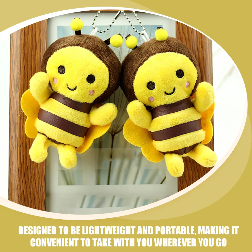 3 Pcs Cute Little Bee Pendant Letter Bees Stuffed Adorn Key Chain Yellow Pp Cotton Fluffy Keychain Baby