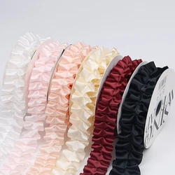 5cm*4M Double Layers Pleated Satin Ribbon Ruffle Trim for Bouquet Gift Wrapping DIY Bow Lolita Dress Bags Decor Accessories