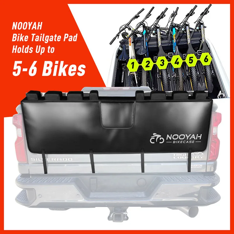 

NOOYAH Bike Tailgate Pad for Pickup Trucks MTB Road Bike Bag Transport Pad Up to 5-6 Bicycles Bike Accessories with Tool Pockets