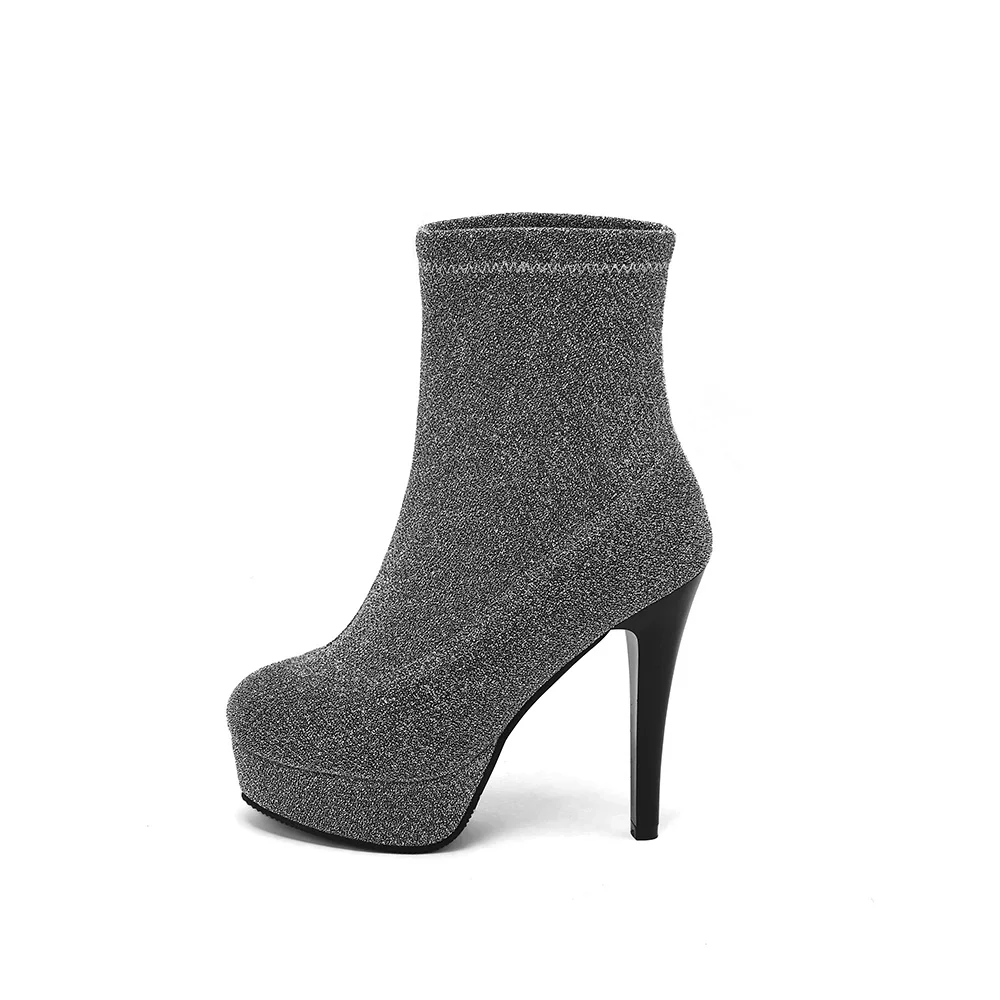 New Winter Sexy Black Green Women Mid Calf Boots Platform High Heels Lady Dress Shoes Plus Small Big Size 13 33 43 47 50 view 2