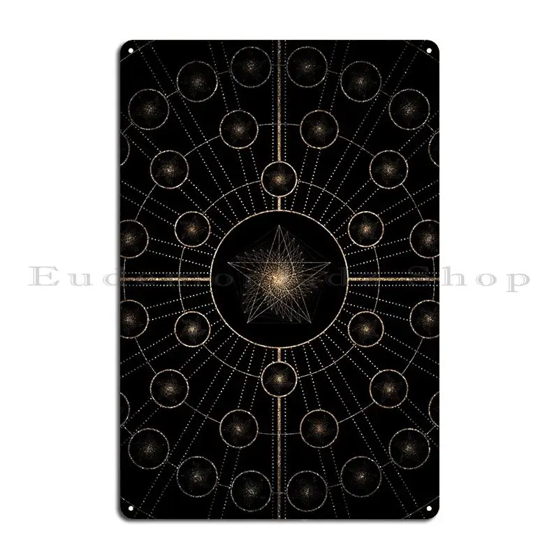 Geometric Gold Glyph Sign Metal Sign PaintingWall Mural Bar Pub Customize Tin Sign Poster