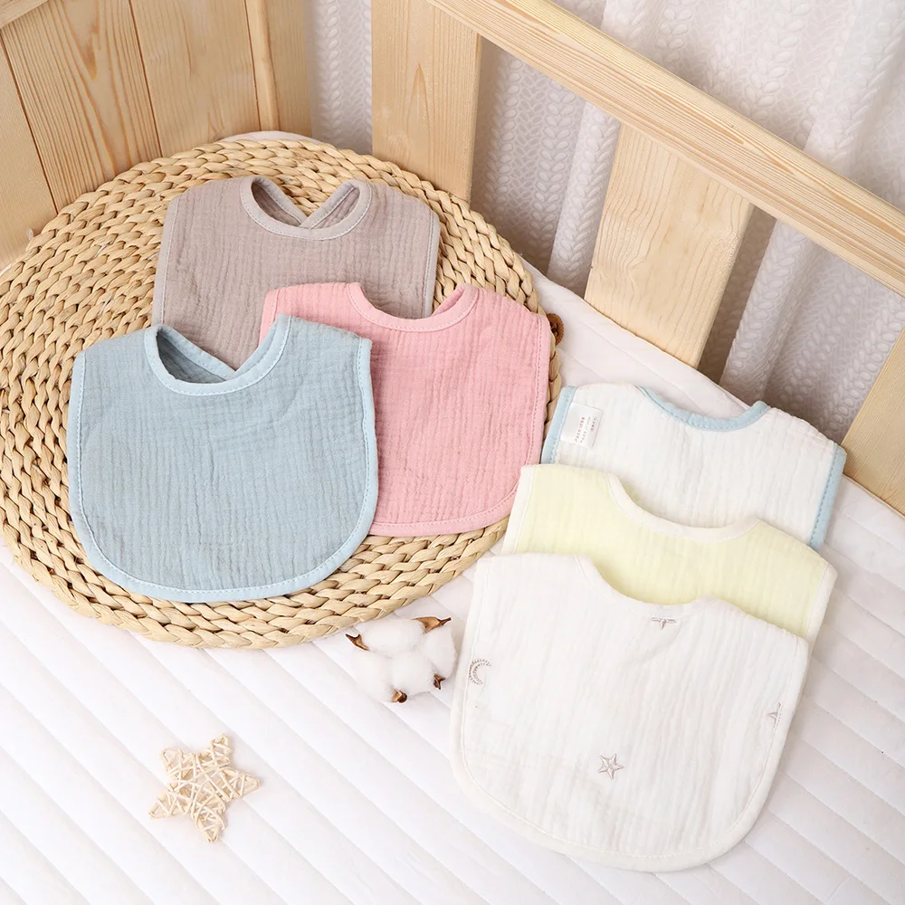 

5-piece set of soft cotton children's bibs, double-layer absorbent non waterproof, knitted fabric