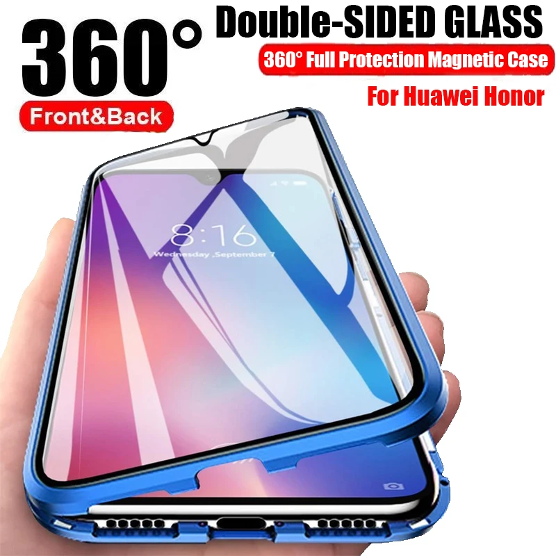 Magnetic Adsorption Metal Case For Huawei P30Pro P30Lite P40Pro P50 P20 P20Pro Mate50 Cover With Double-Sided Tempered Glass