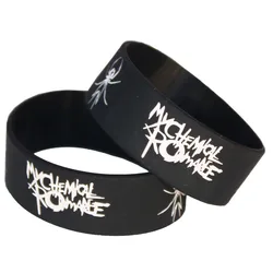 1PC Hot Sale My Chemical Romance Silicone Bracelets & Bangles Wide Black Silicone Wristband for Music Fans Concert Gift SH065