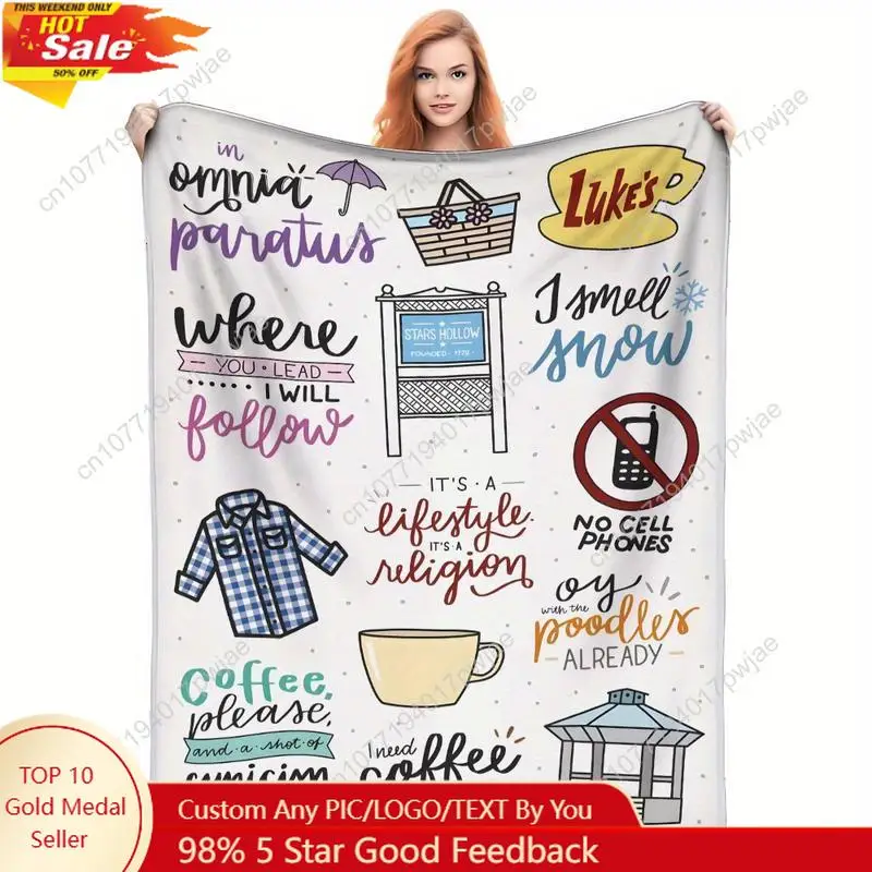 

Gil-Girls-Inspired Soft Flannel Throw Blanket Cozy Fuzzy Plush Flannel Throw for Sofa & Bed Sofa Bedroom Dorm Custom blankets
