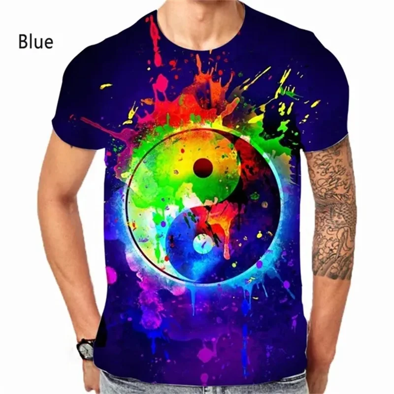 3D Printing Tai Chi Yin Yang Pattern T Shirt For Men Novelty Personality Short-sleeved Streetwear Tee Tops Mens Designer Clothes