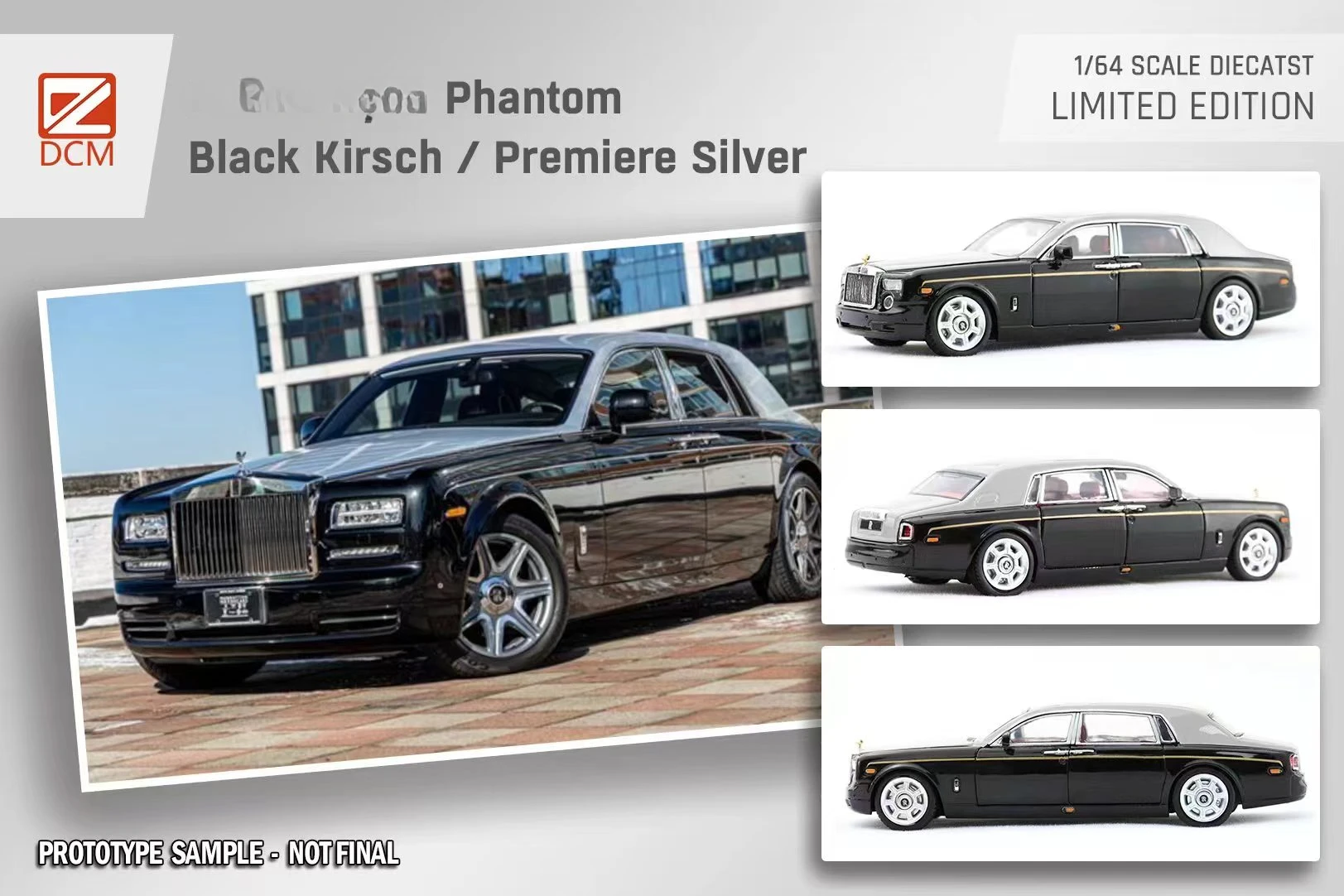 DCM 1:64 Royce Phantom BlackSilver /Dragon of Year Edition  Diecast Model Car