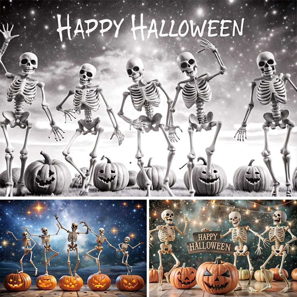 ハッピーハロウィン背景写真撮影用ホラーナイト怖いスカル恐ろしいカボチャランタン子供大人家族パーティー背景