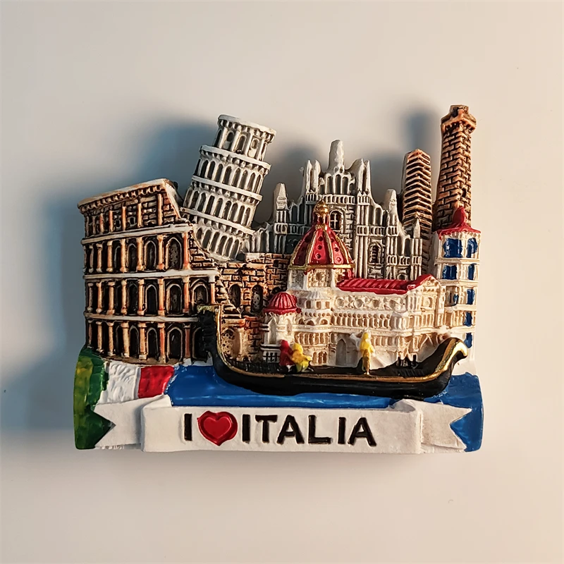 Italy，Venice，Gondola，3D Stereoscopic，Iandmark buildings，Tourism Souvenirs，Resin painting，Decoration home，Refrigerator magnets