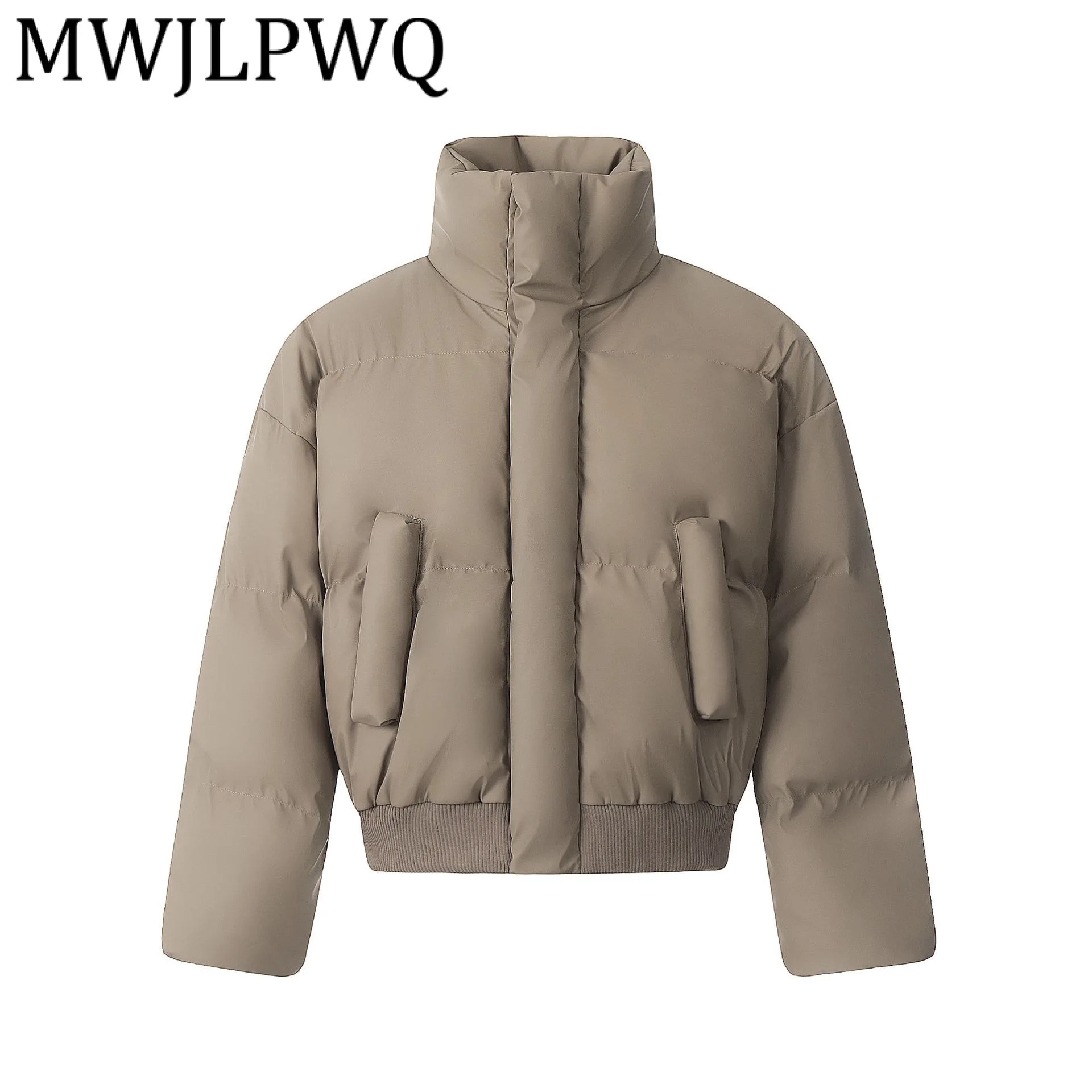 

MWJLPWQ MODISH 2025 зима, новая высококачественная короткая хлопковая куртка в американском стиле, мужские повседневные топы с воротником-стойкой 21461