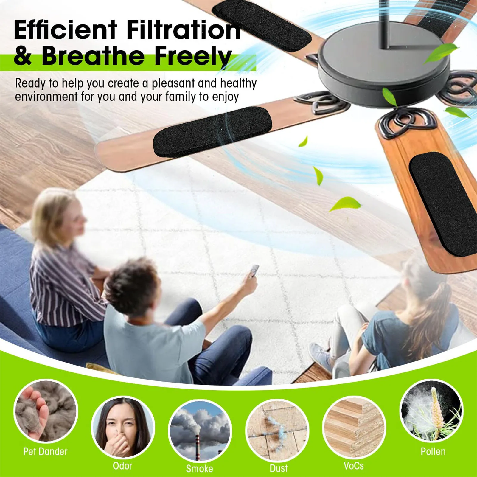 Ceiling Fan Carbon Air Filters Efficient Filtration Free Breathe Filters Absorb Dust  Pet Dander