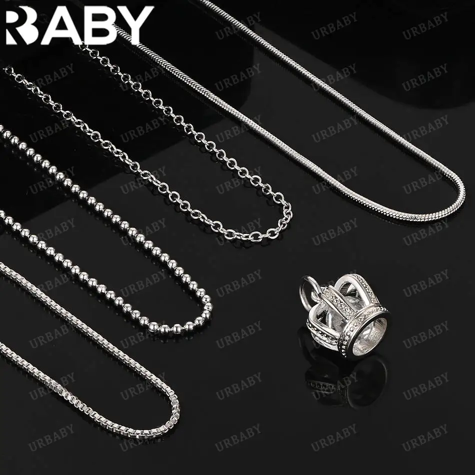 

URBABY 40-75cm 925 Sterling Silver Zirconia Crown Pendant Necklace For Women Charm Trend Birthday Gifts Fashion Party Fine Jewel