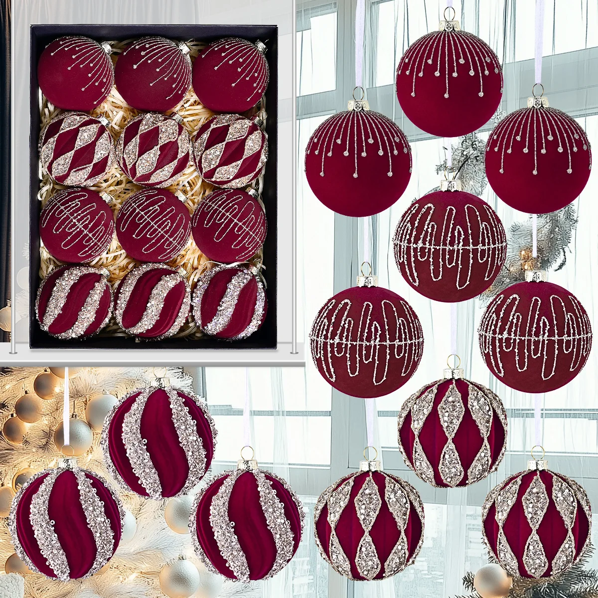 flocking-christmas-ball-pendant-exquisite-senior-flash-diamond-christmas-tree-decoration-ball-hanging-ornaments-12pcs-box-set