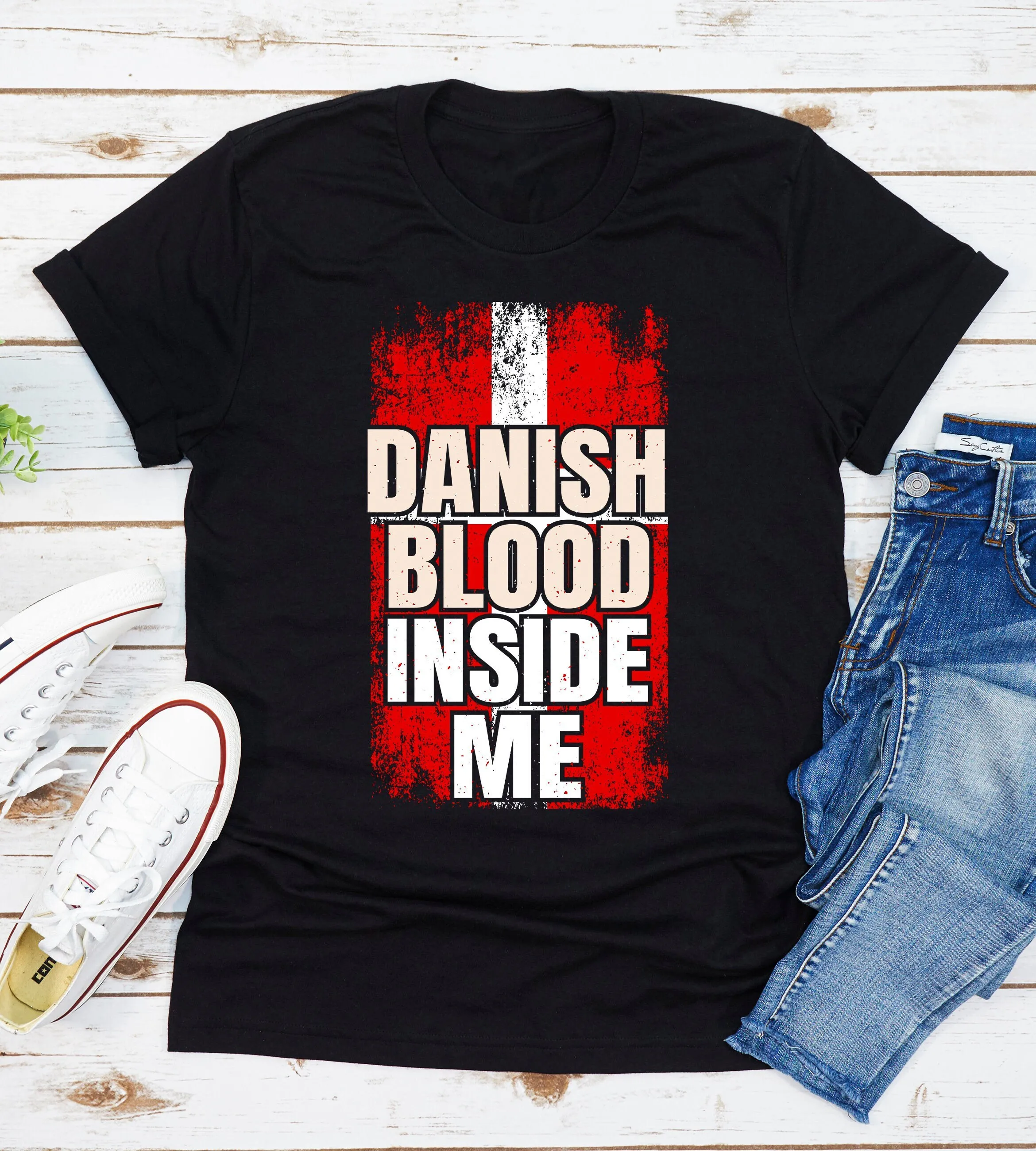 Danish Blood Inside Me T Shirt Roots American Born Denmark Flag I'M