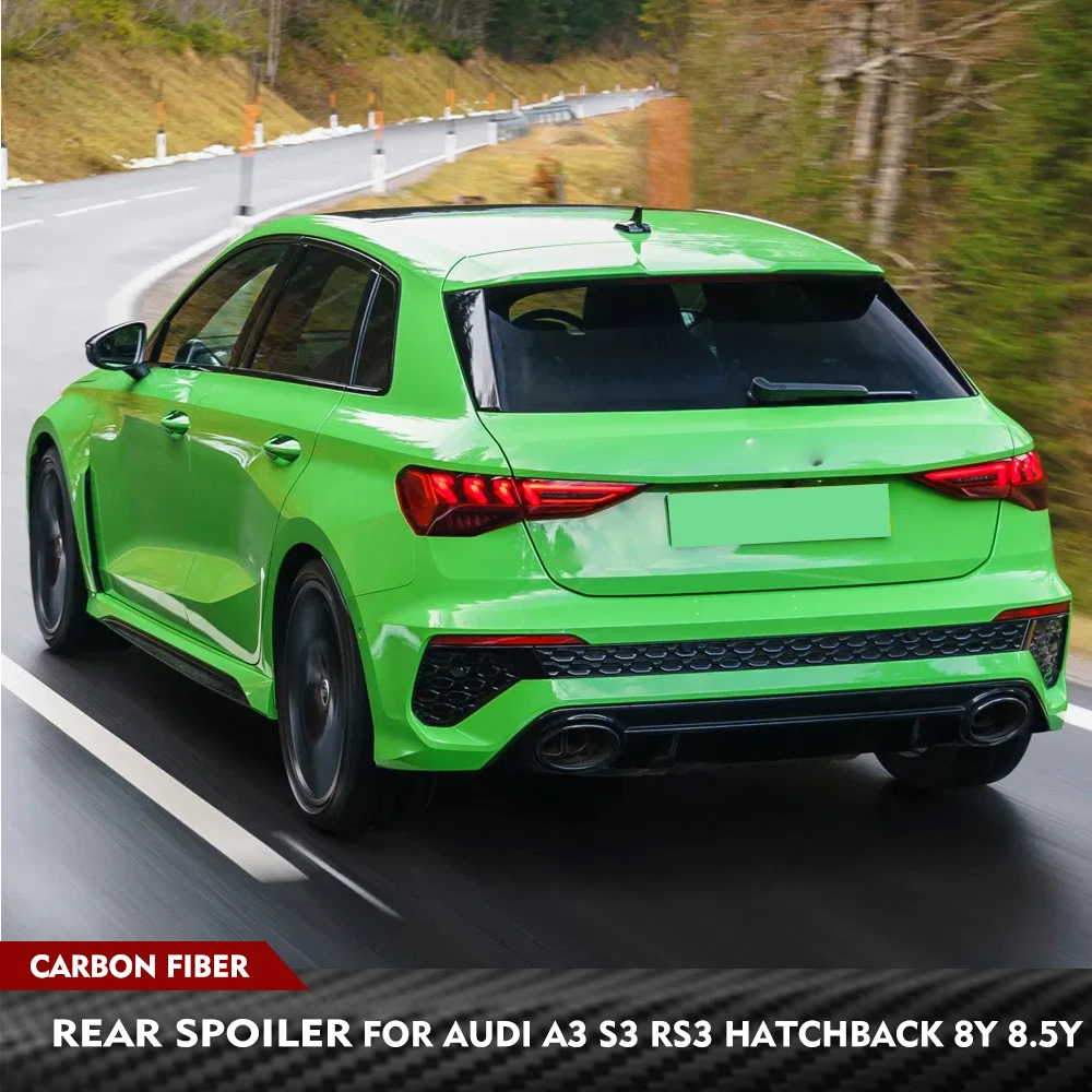 

For Audi A3 S3 RS3 Hatchback 8Y 8.5Y 2021-2026 Carbon Fiber Car Rear Trunk Middle Racing Spoiler Auto Trunk Spoiler Lip Body Kit