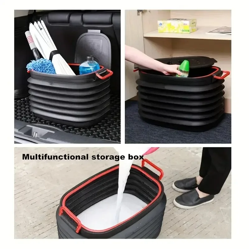 Folding Bucket Car Rubbish Bin Multi-functional Shrinkable Bucket for Car Interior Use Storage Bucket Outdoor Fishing Bucket