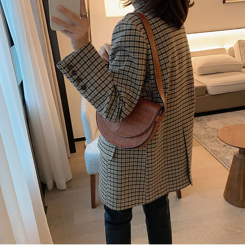 النسخة الكورية الرجعية الكلاسيكية منقوشة مقابلة الأعمال دعوى السيدات العمل مكتب السيدات طويلة الأكمام موضة السترة المرأة 2025 جديد #2