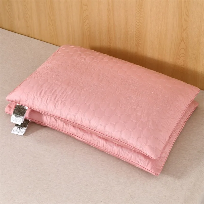 

2025 new solid color pink/gray simple quilting embroidered full buckwheat shell pillow buckwheat pillow 48x74cm one pack