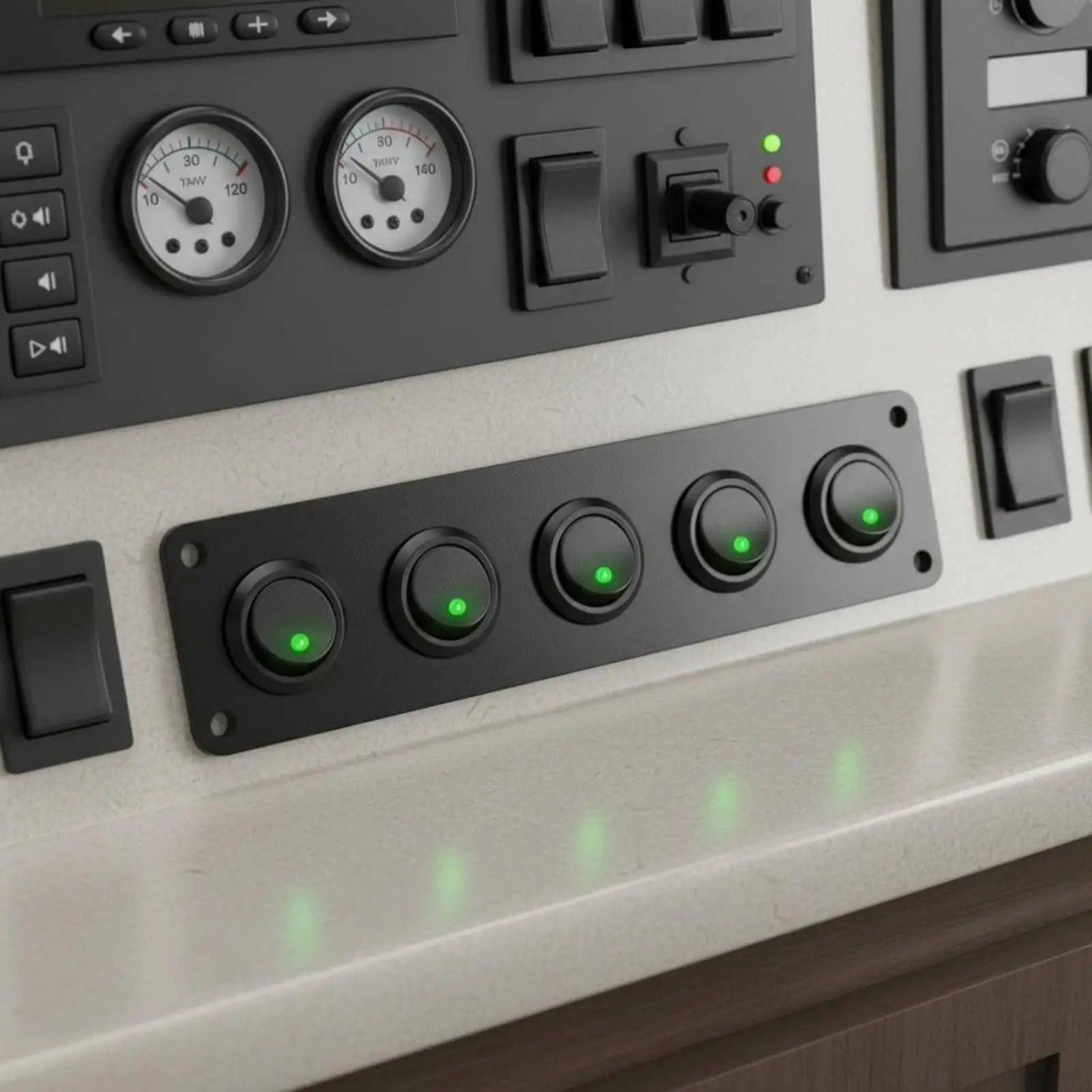 Centralized Vehicle Switch Panel 5 Rocker Switches for Lights Hydraulics in RV Truck Marine Applications