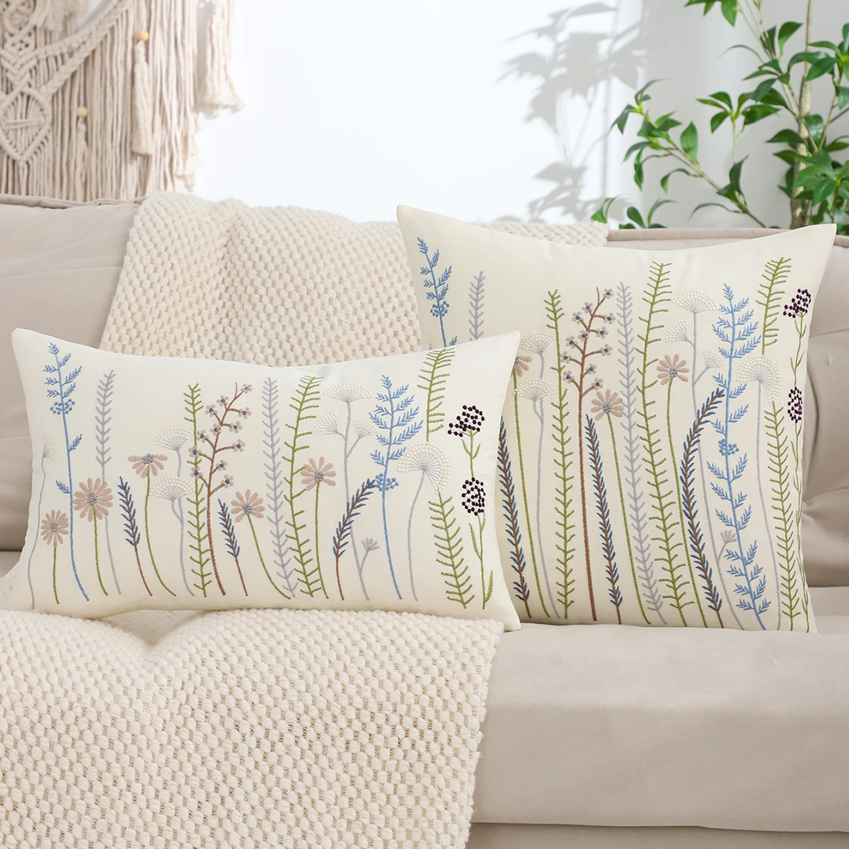 1 PC Sofa Embroidery Throw Pillow Covers Flowers Spring Summer Living Room Decoration Sofa