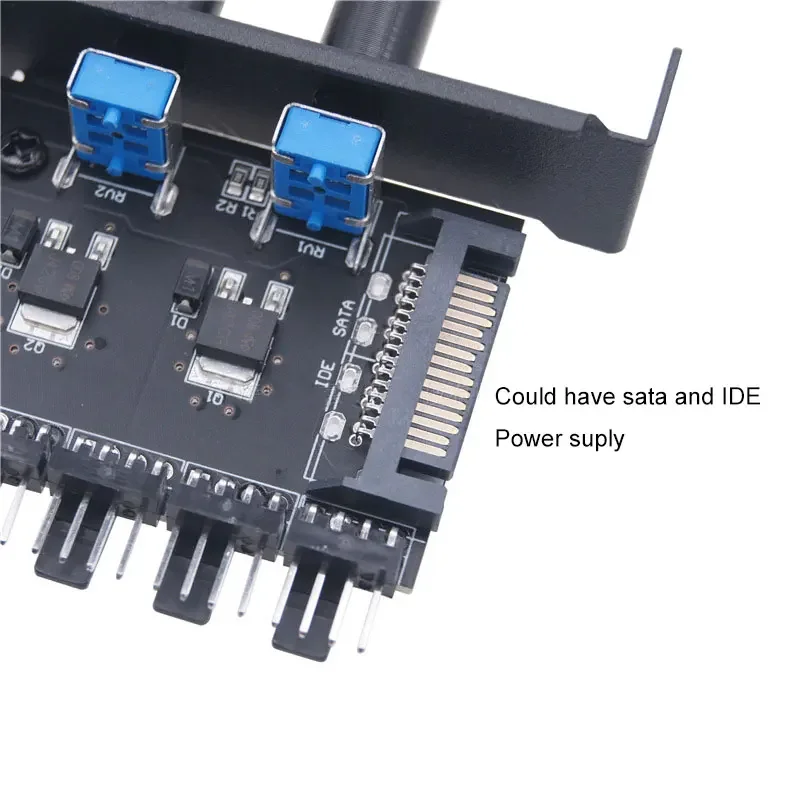 4 Switches 8Ports 3Pin 4Pin PWM Fan Speed Control Controller Hub With Sata IDE Molex Power Supply 12V Laptop PC PCI