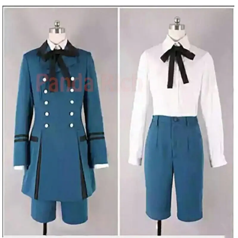 Anime Black Butler Kuroshitsuji Ciel Phantomhive disfraz de Cosplay peluca para fiesta de Halloween para hombres y mujeres, conjunto completo de ropa, uniformes azules