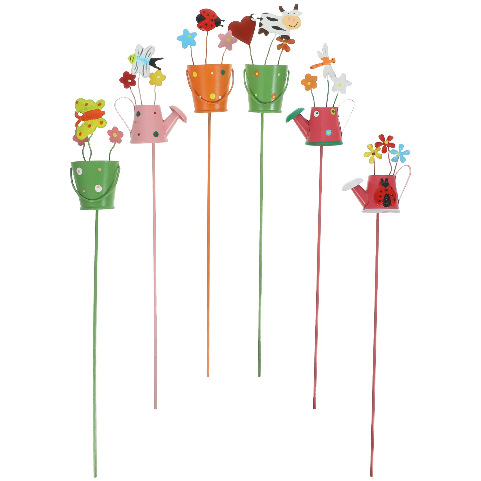 

6pcs Metal Garden Stakes Decorative Flower Arrangement Spring Yard naments Plant Stakes Potted Durable Iron Reliable Wear
