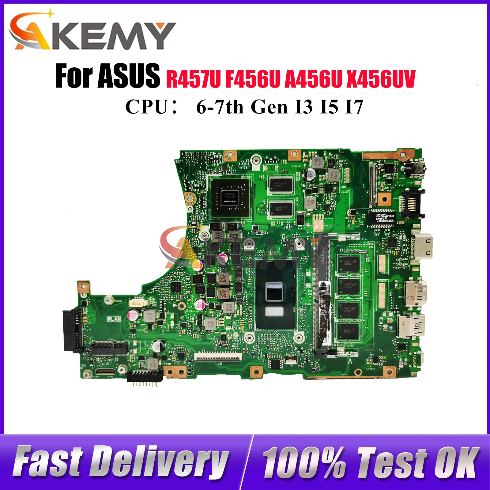 

X456UV Laptop Motherboard For ASUS X456UQ X456UAK X456U X456UJ A456U F456U X456UF X456UVK R457U X456UQK Mainboard I3 I5 I7 CPU