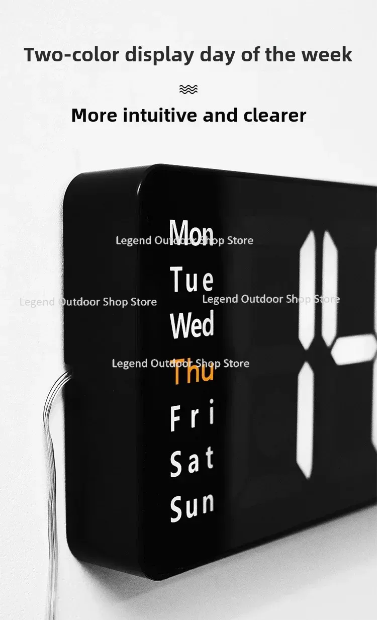 13,16 بوصة شاشة كبيرة وظيفة عرض ساعة الشمال ساعة رقمية بسيطة غرفة المعيشة وحدة إضاءة LED جداريّة على مدار الساعة 6626 #3