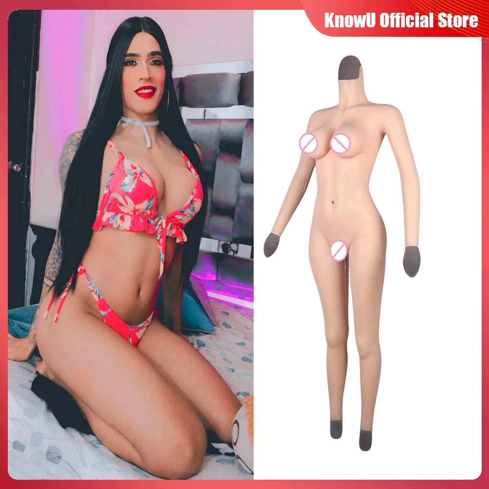 KnowU-Silicone Nine with Arms D Cup Bodysuit Silicone Large Breasts for Male to Female, Transgender, Queen's New Clothes Cosplay