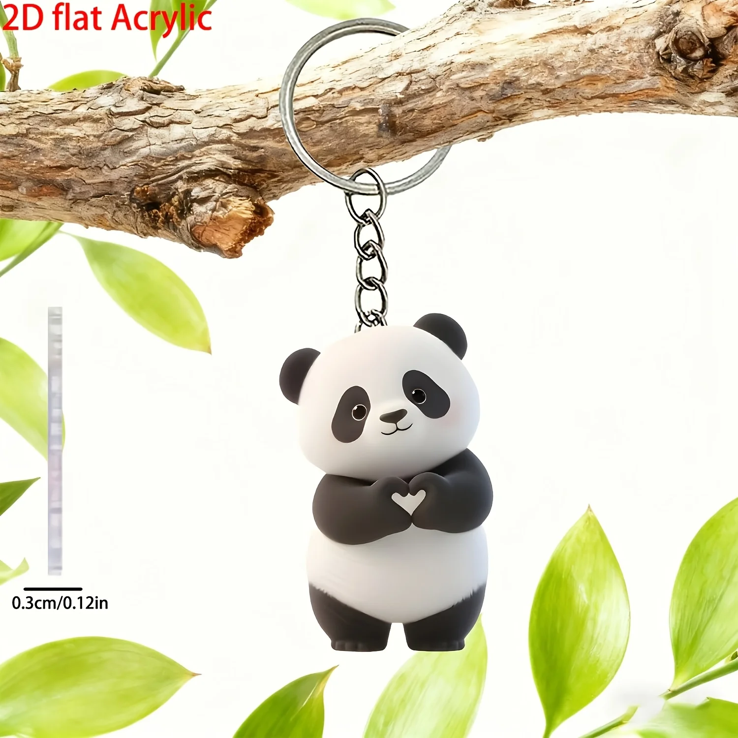 5pcs Cute Panda Keychain Includes 2D Acrylic Pendant & Thank You Cards & Gift Yarn Bags Car Keys Backpack Decoration For Women
