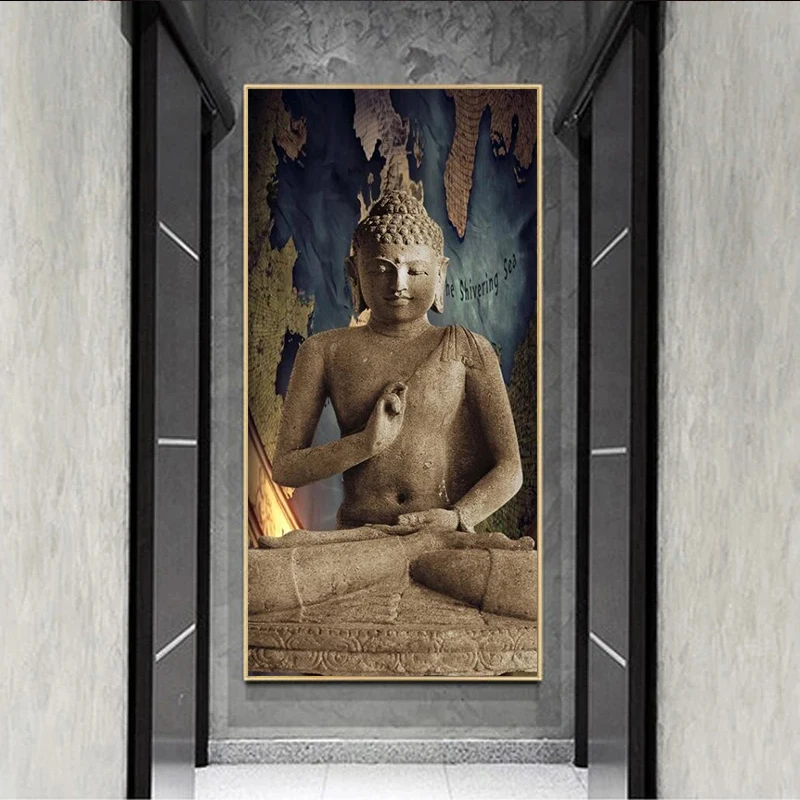 1 Pieces Buddha Statue Canvas Painting Religious Wall Art Picture For Living Room Bedroom Decoration Posters And Prints No Frame