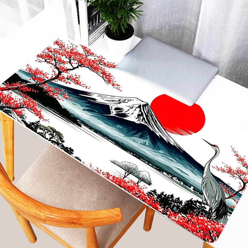 Mouse Pad Fuji Mountain Cherry Blossoms Oversized Desk Mat Gaming Pad Japanese retro style Keyboard Pad Gamer Extended Mousepad