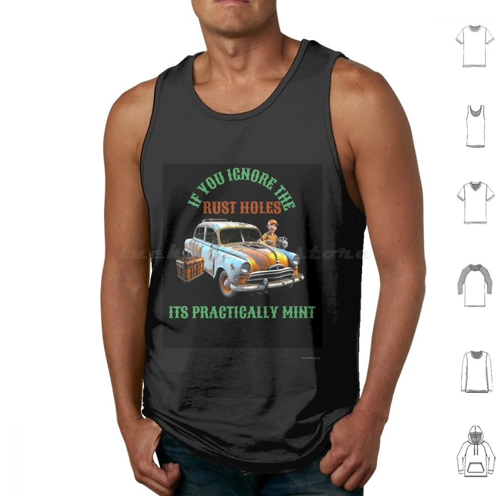 Ignore The Rust Holes Tank Tops Vest Sleeveless Rust Rusty Car Car Old Car Mechanic Green Blue Brown Red Toolbox