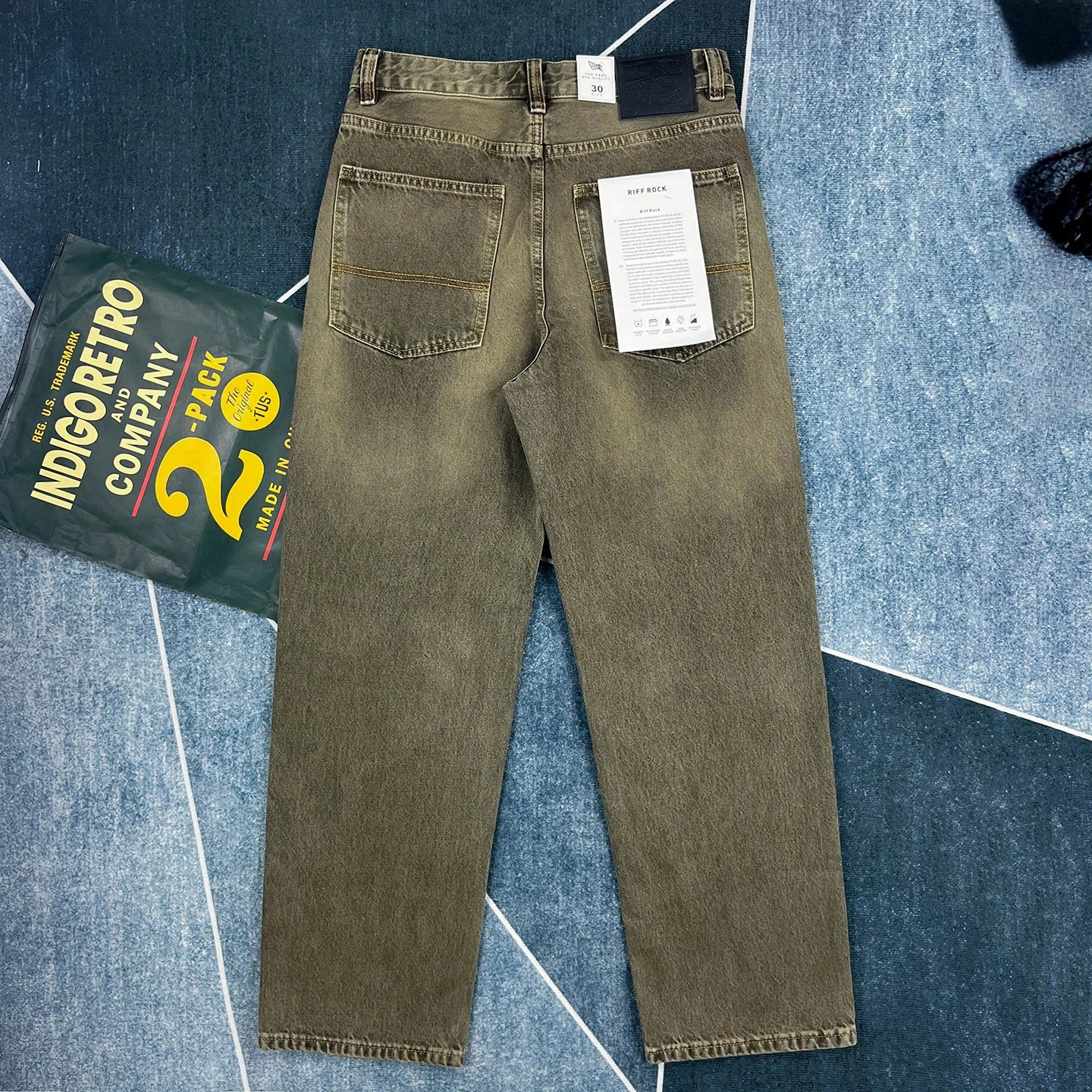 High-end American retro washed jeans men's loose straight trousers Japanese style Ami khaki spring casual pants