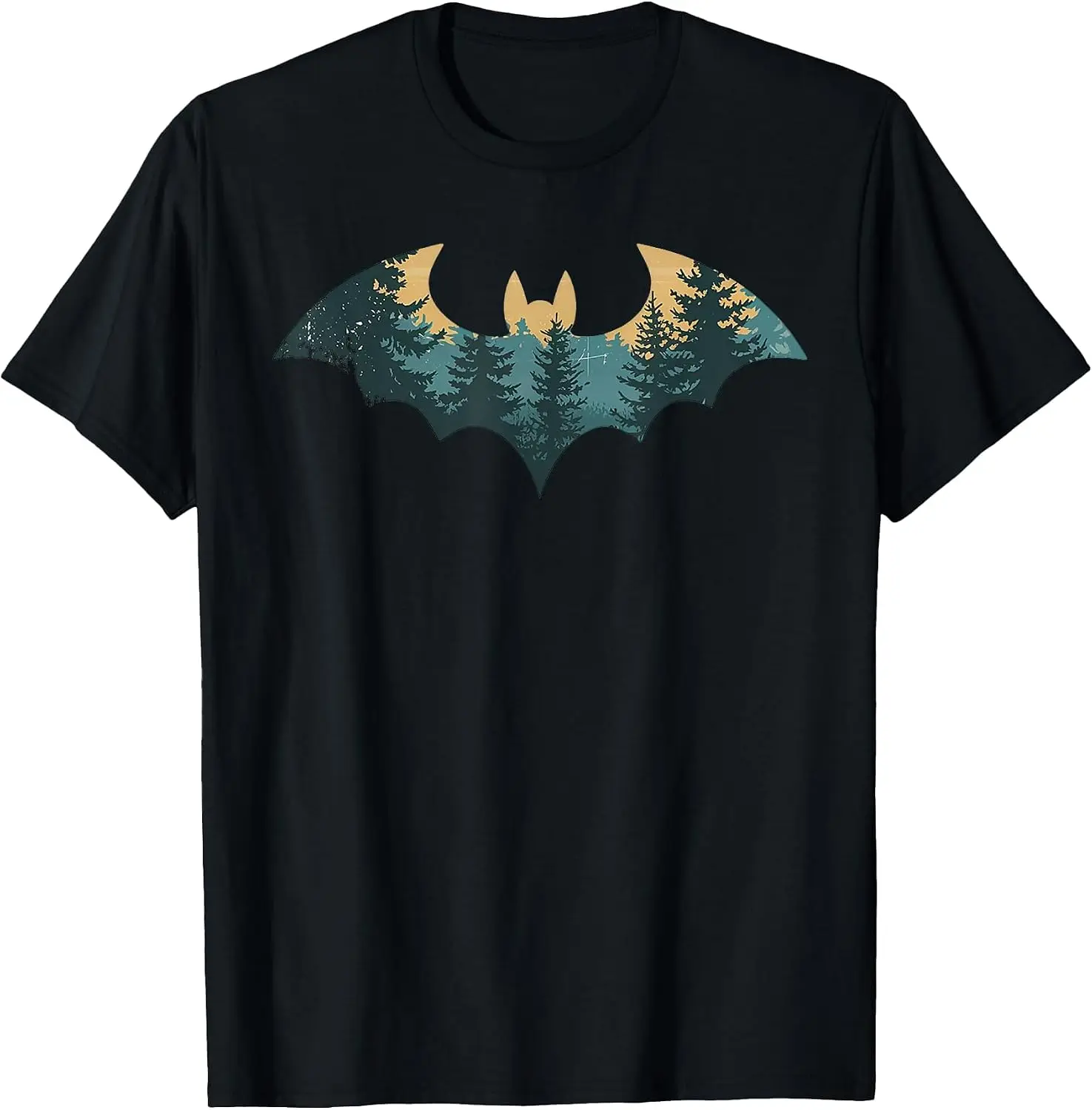 Hunting Hiking Outdoor Camping Forest Men Women Bat T-Shirt Men's Spooky Halloween Graphic Print T‑Shirt, Crew Neck Short Sleeve Casual Cotton Tee For Holiday Party Daily Street Wear.