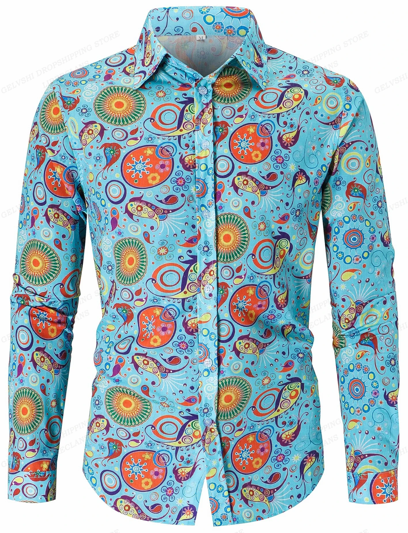 Camicia a maniche lunghe casual alla moda universale da uomo e da donna Camicia abbottonata a maniche lunghe da spiaggia Hawaii Camicia da vacanza da uomo