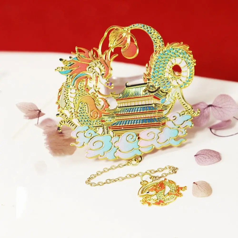 

Dragon Chinese Style Bookmark Brid Cat Metal Book Clip Metal Paper Cilp Hollow Out Tassel Book Page Marker