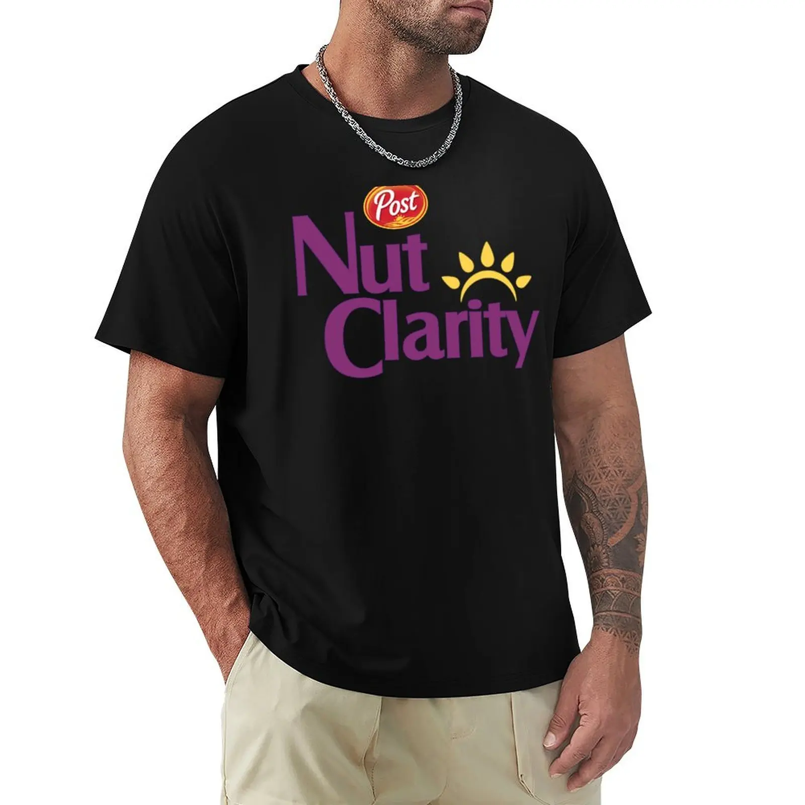 Camiseta parodia con Logo de cereal Post Nut Clarity Bran, camisetas gráficas para hombre, ropa de talla grande para hombre