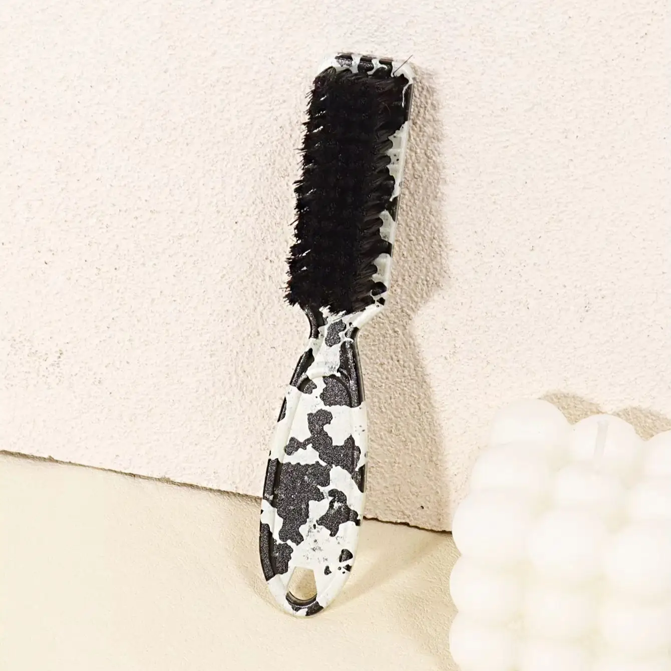 Hair Styling Edge Brush with Cow Print Design