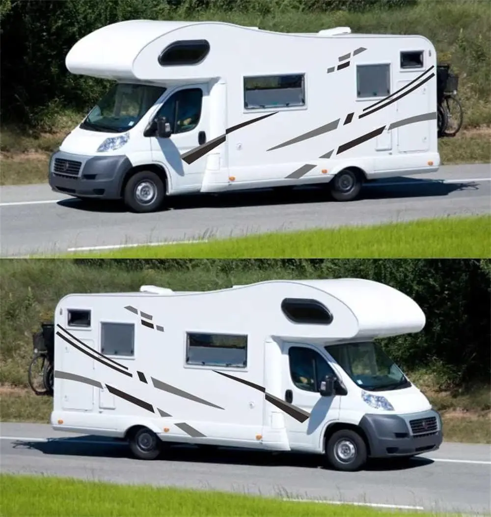 

For Camper RV Trailer Stripes Graphics (Two Sides) Vinyl Graphics Kit Decals Car Stickers