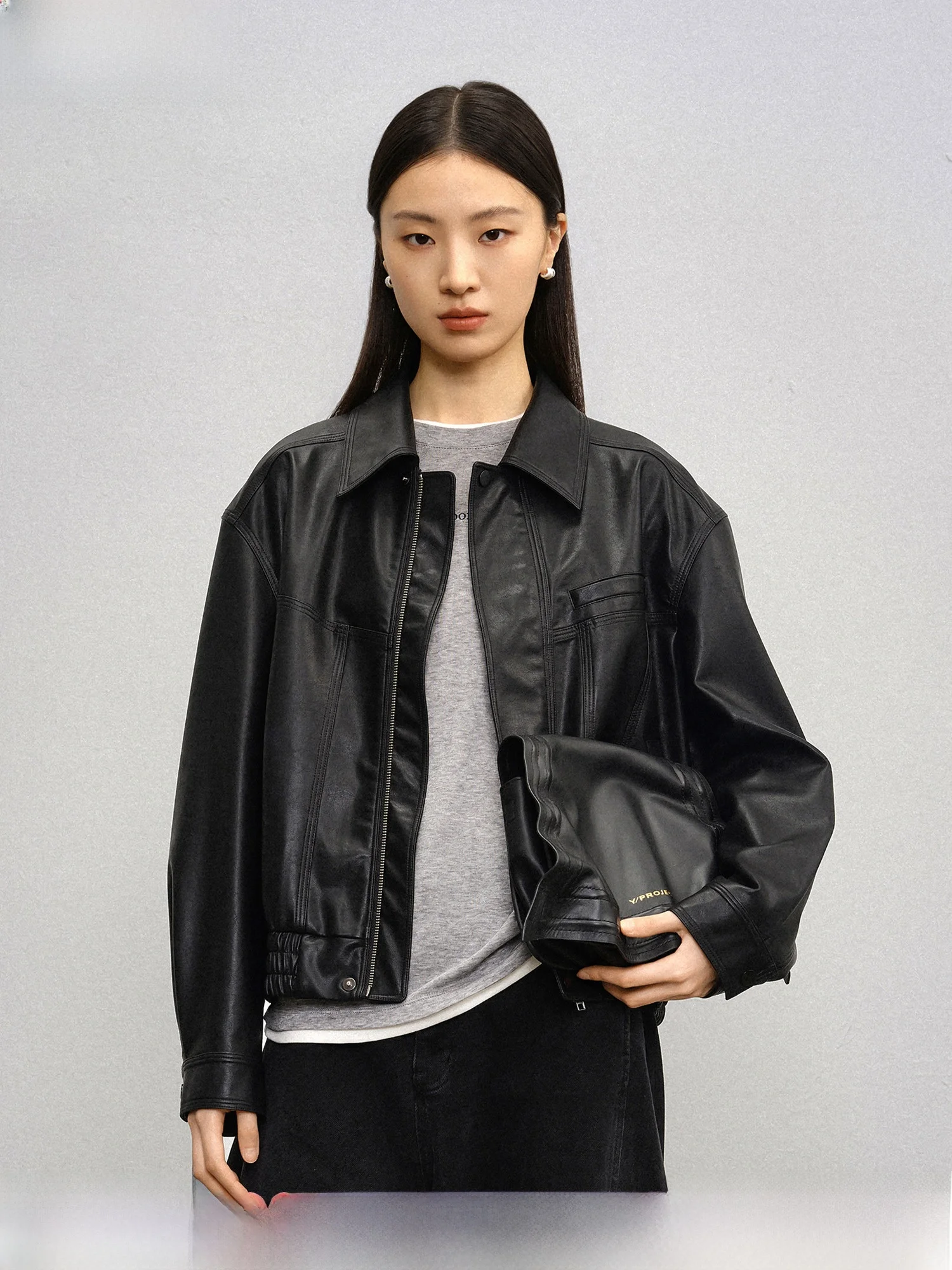 

Повседневная короткая куртка из искусственной кожи для женщин, с воротником-стойкой, ветрозащитная, модная и простая, качественная, весна 2026, новинка