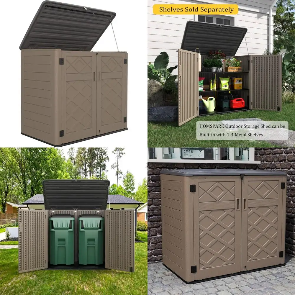 

HOMSPARK Сарай для хранения, устойчивый к атмосферным воздействиям, многоцелевой уличный шкаф для хранения, водонепроницаемый, уличный шкаф для хранения велосипедов, Ga