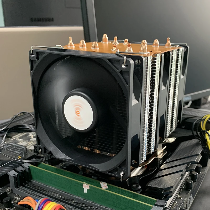 

6 нагревательных трубок, вентилятор для процессора, радиатор ПК, бесшумный 4-контактный ШИМ для Intel LGA 1150 1151 1155 1200 1700 2011 X79 X99 AM3 AM4 AM5 Ventilador