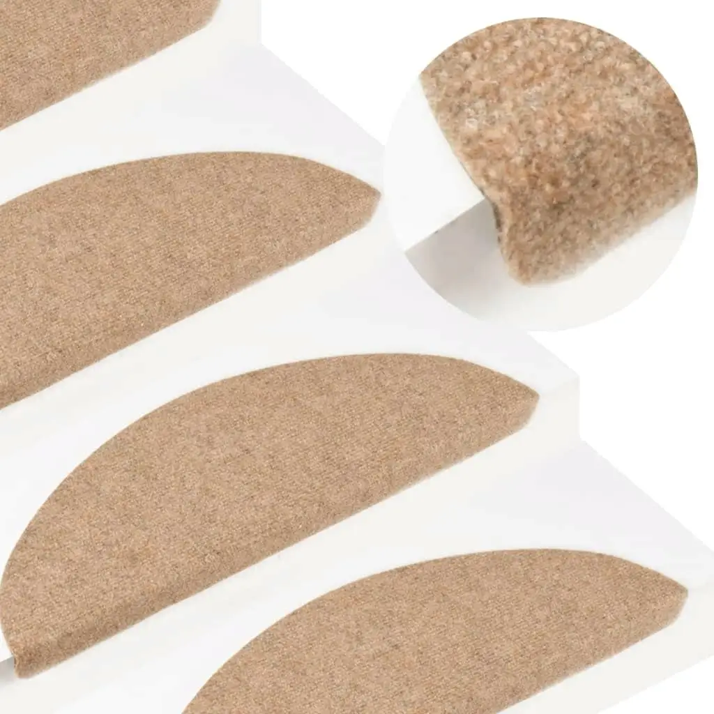 10 Pcs Beige Self-Adhesive Stair Mats 56x17x3 cm Non-Slip Protection for Safe Steps