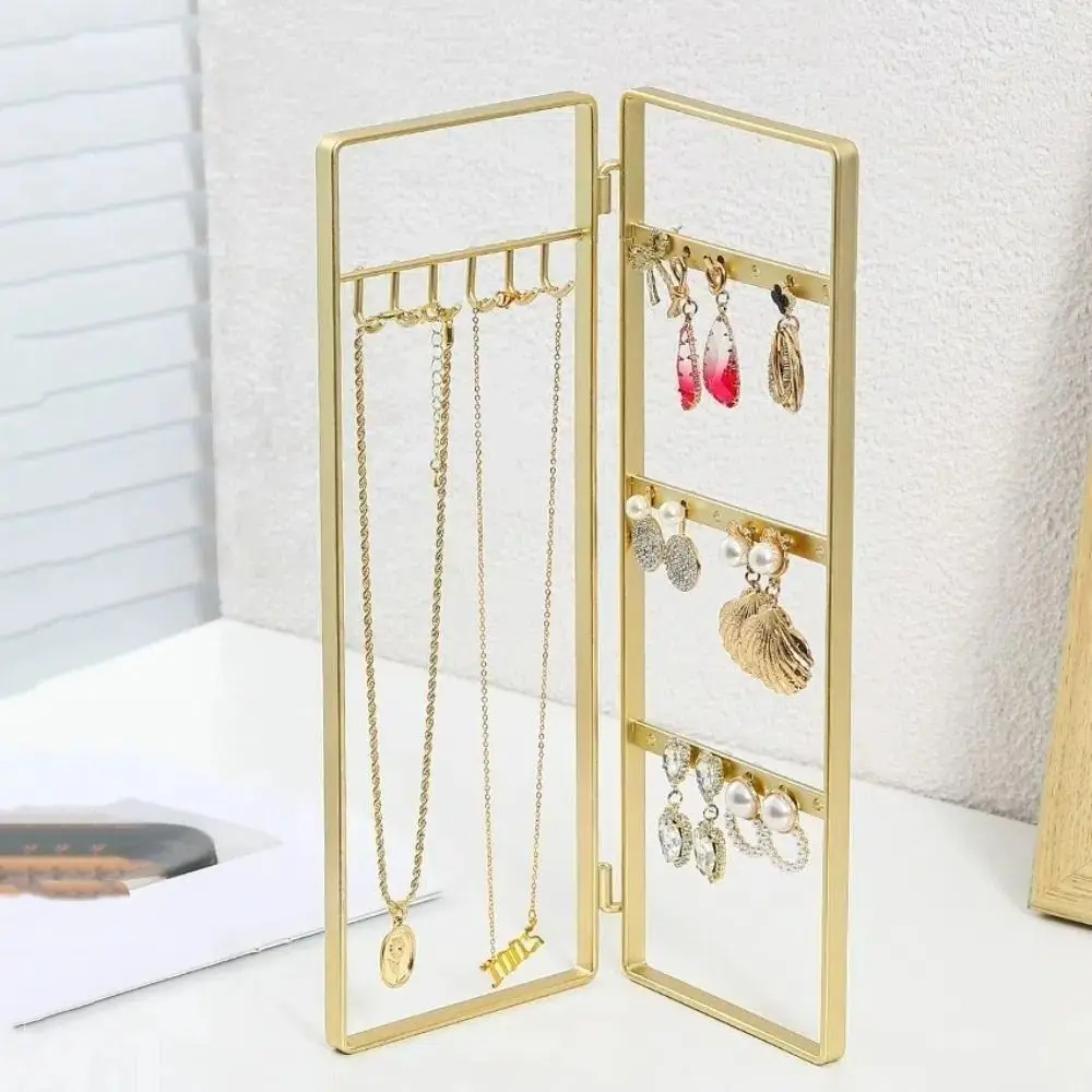 Rack de jóias dobrável estilo nórdico pulseira de ouro organizador rack multi-ganchos economia de espaço colar expositor contador